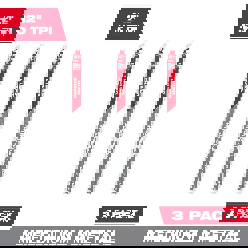 Reciprocating Saw Blades; Blade Material: Carbide ; Blade Length (Inch): 12 ; Blade Width (Inch): 1 ; Teeth Per Inch: 10 ; Blade Thickness (Decimal Inch): 0.0500 ; Profile Shape: Straight
